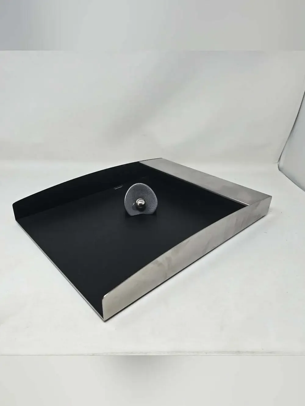 Vintage Smith Metal Arts Vintage Paper Tray with Paperweight Mirro Chrome MCM